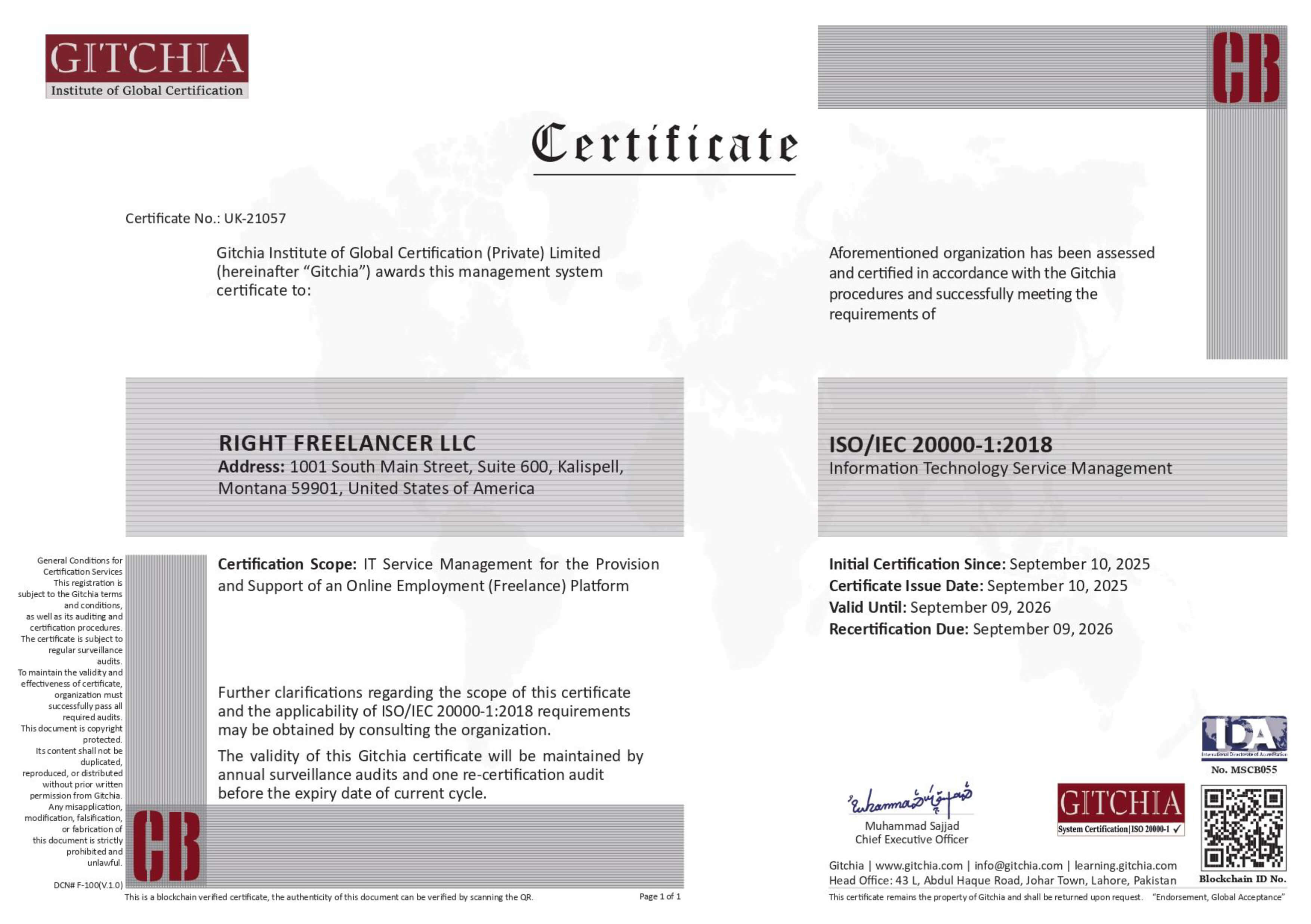 ISO 9001 Certificate
