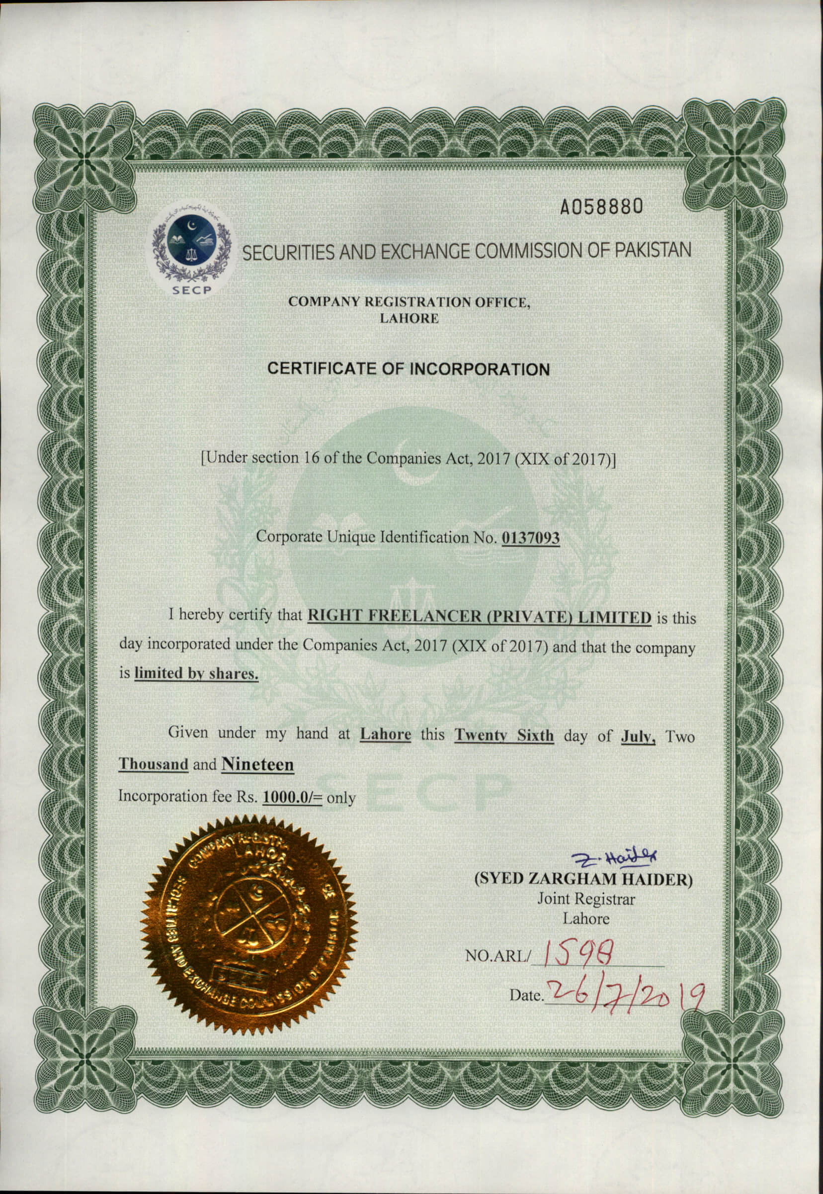 ISO 27001 Certificate
